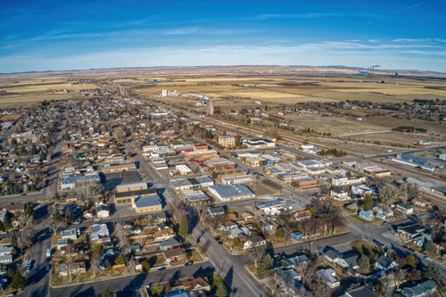 Aerial view of Wheatland, Wyoming